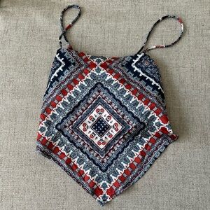 Forever 21 Red and Blue Patterned Crop Top